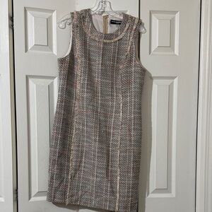 Karl Lagerfeld Women's Tweed Mini Dress - Gray and Cream